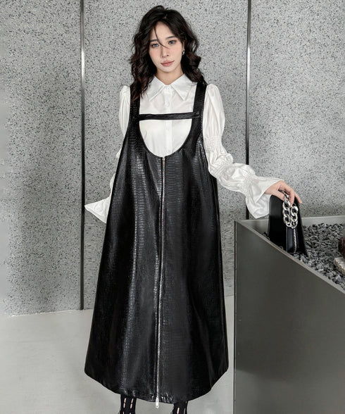 Zip Suspender Dress